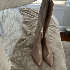 Nasty Gal Tan crocodile cowgirl boots